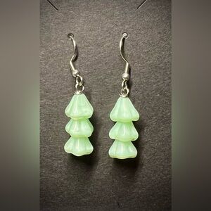 Sage Green Handmade Christmas Tree Earrings